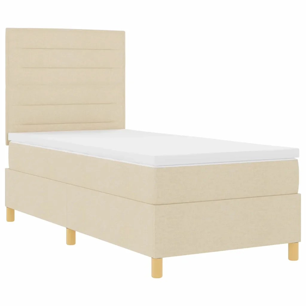 Letto a molle con materasso Crema 90 x 200 cm Tessuto 3339516 - Image 5