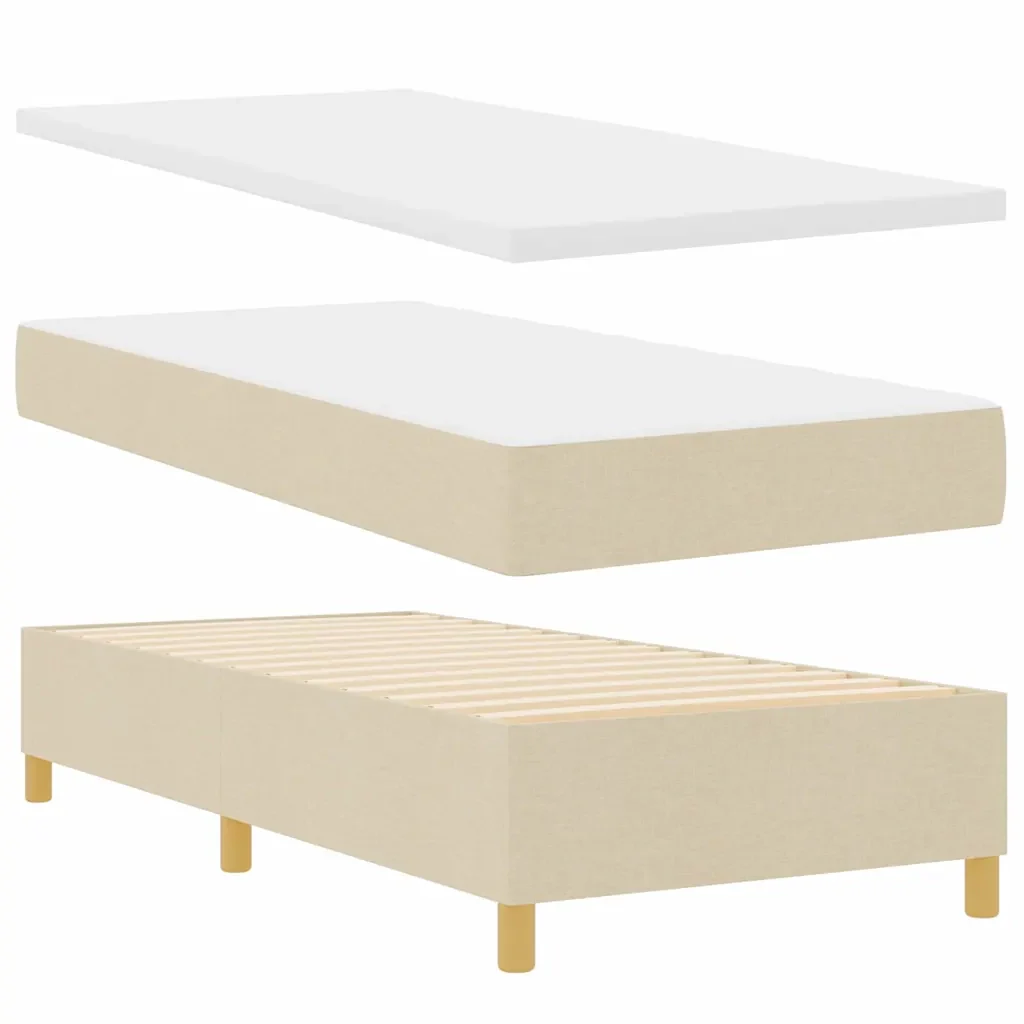 Letto a molle con materasso Crema 90 x 200 cm Tessuto 3339516 - Image 6