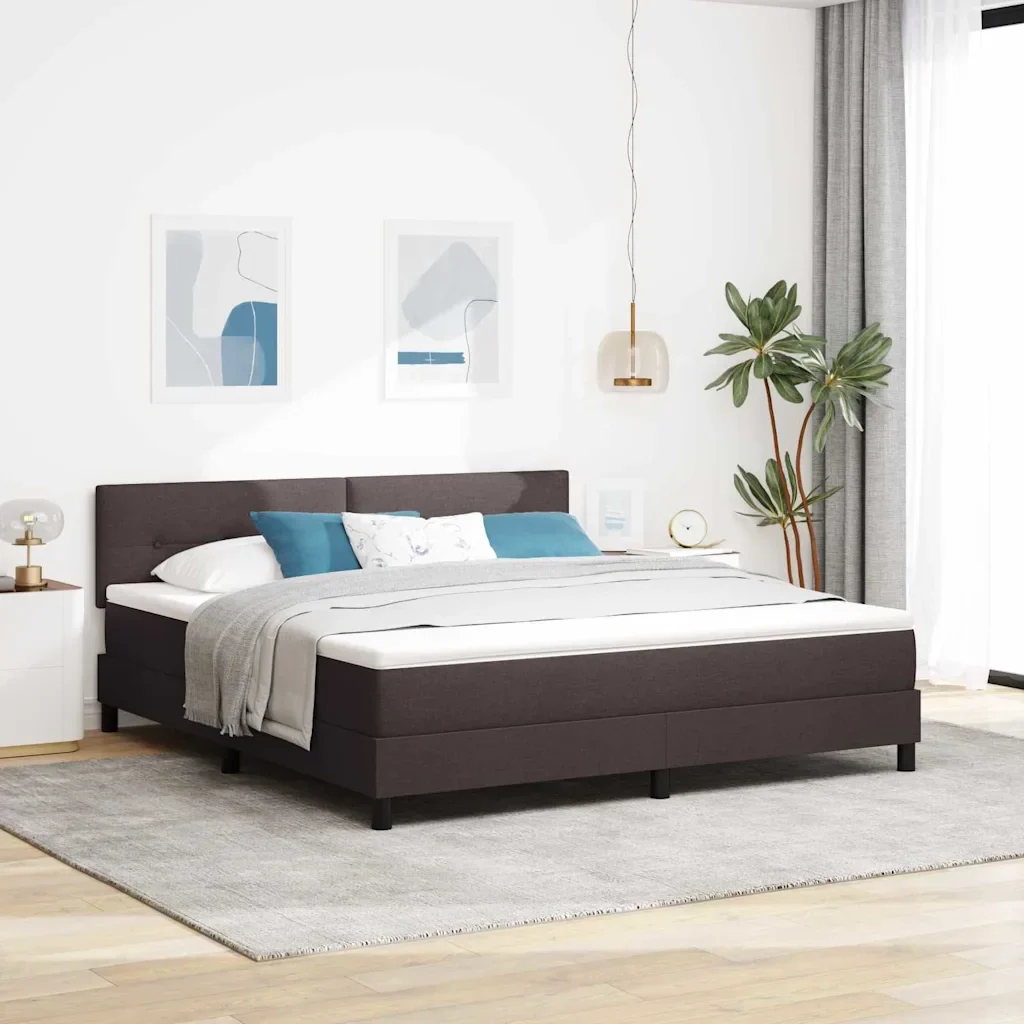 Letto a molle con testiera Marrone Scuro 180 x 200 cm Tessuto 3338709