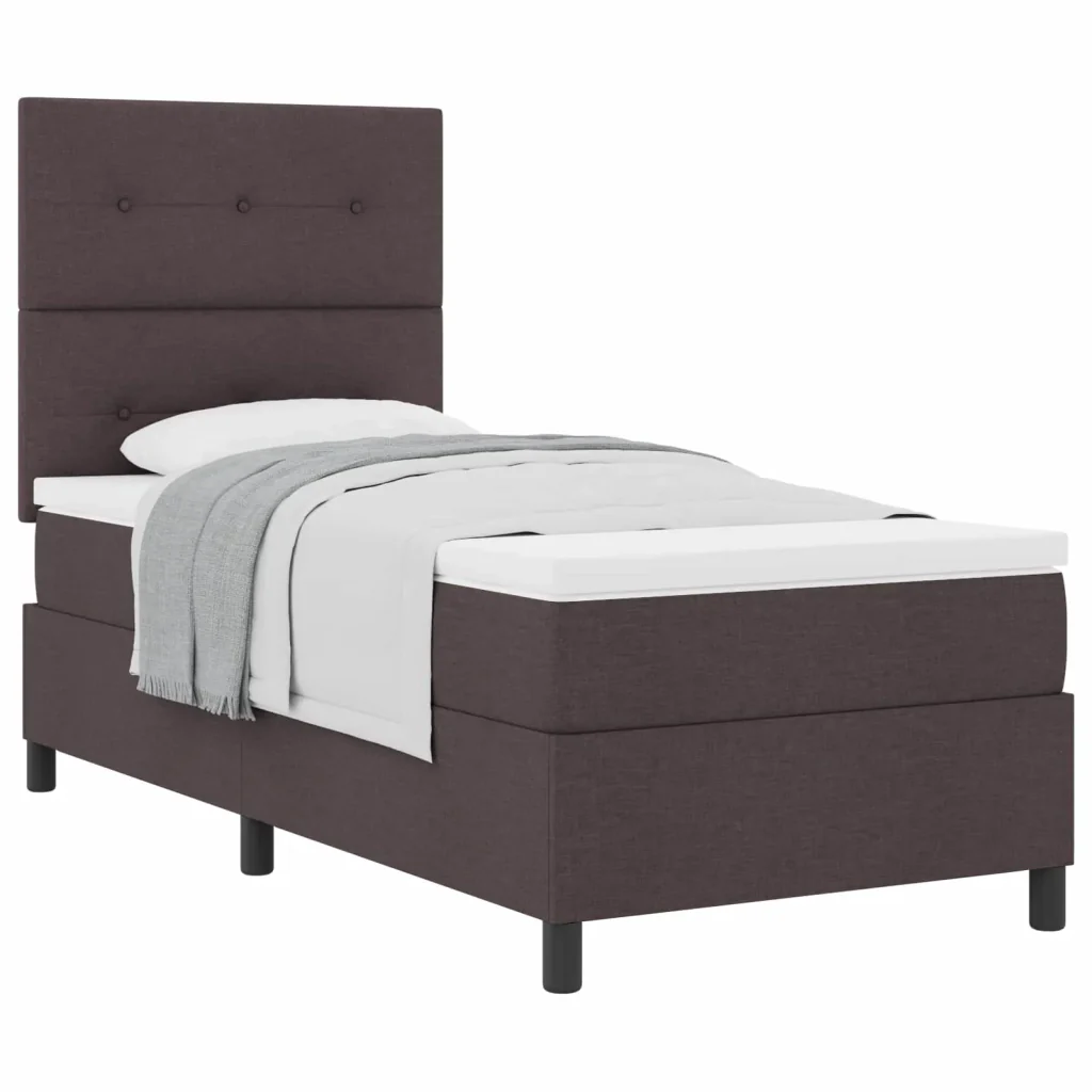 Letto a molle con testiera Marrone Scuro 90 x 190 cm Tessuto 3339353 - Image 2