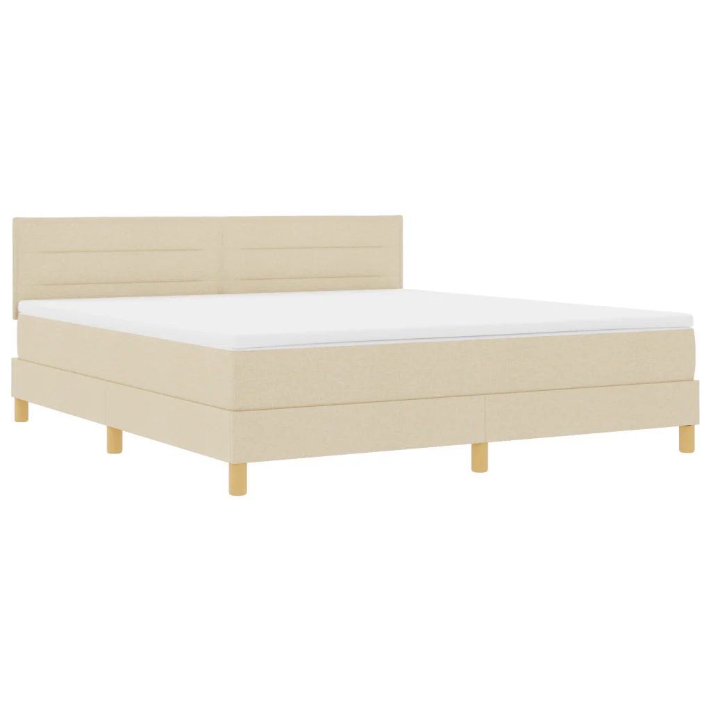 Letto con Box Spring con Materasso Crema 180x200 cm Tessuto - Image 2