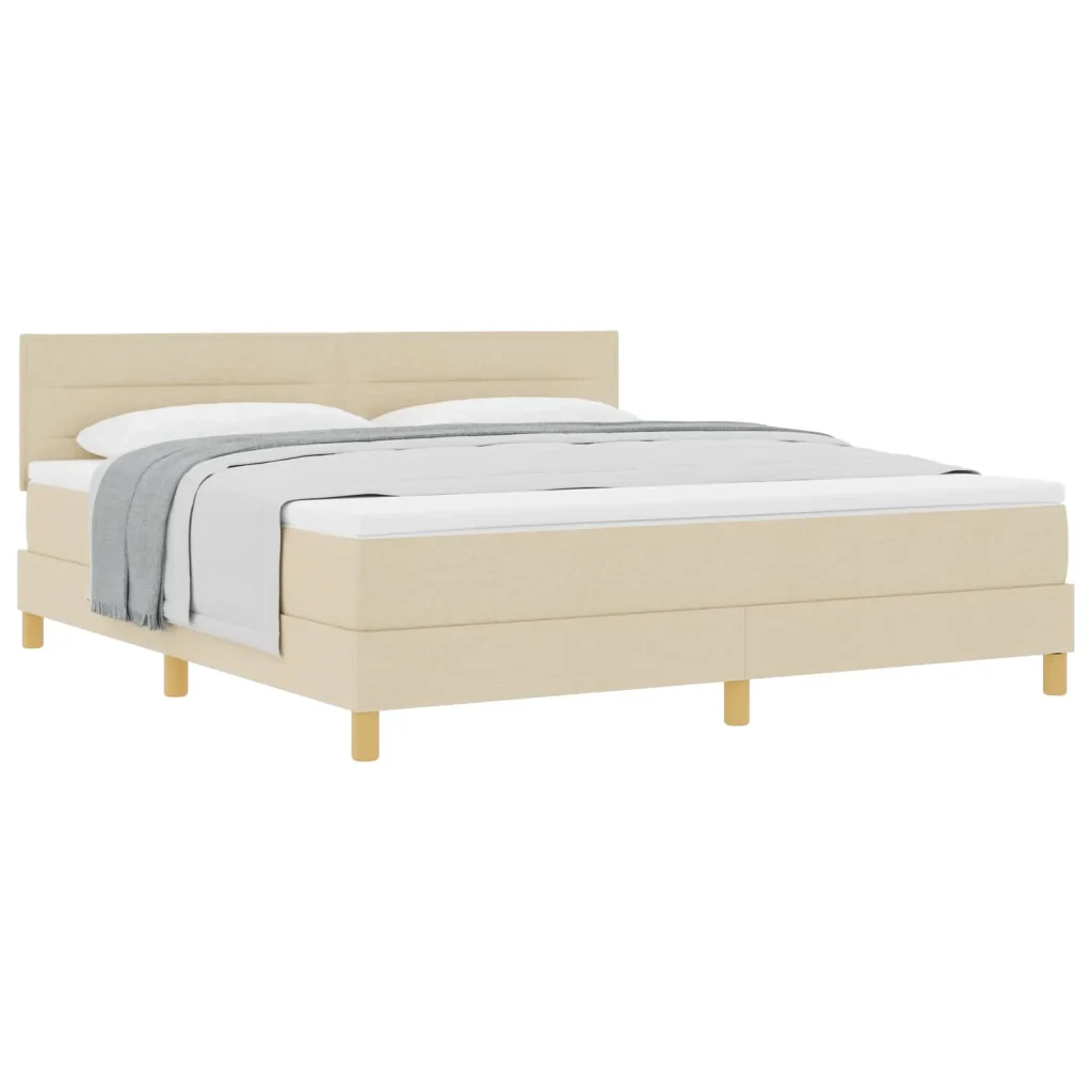 Letto a molle con cuscino Crema 180 x 200 cm Tessuto 3338865 - Image 2