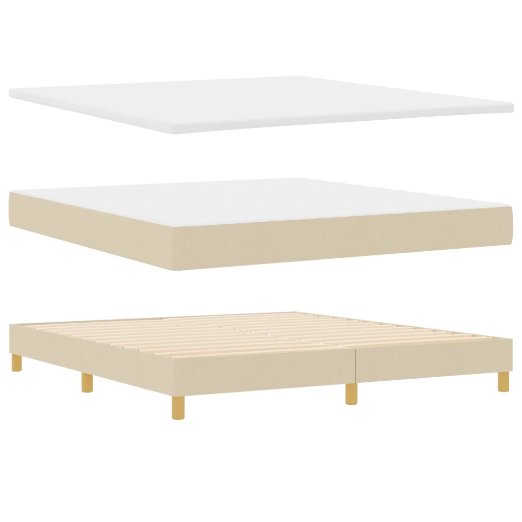 Letto con Box Spring con Materasso Crema 180x200 cm Tessuto - Image 6