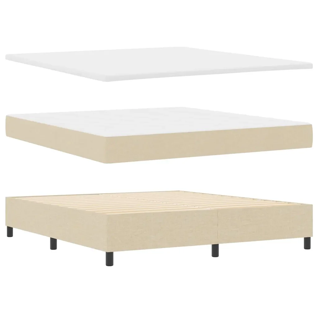 Letto a molle con cuscino Crema 180 x 200 cm Tessuto 3344014 - Image 4