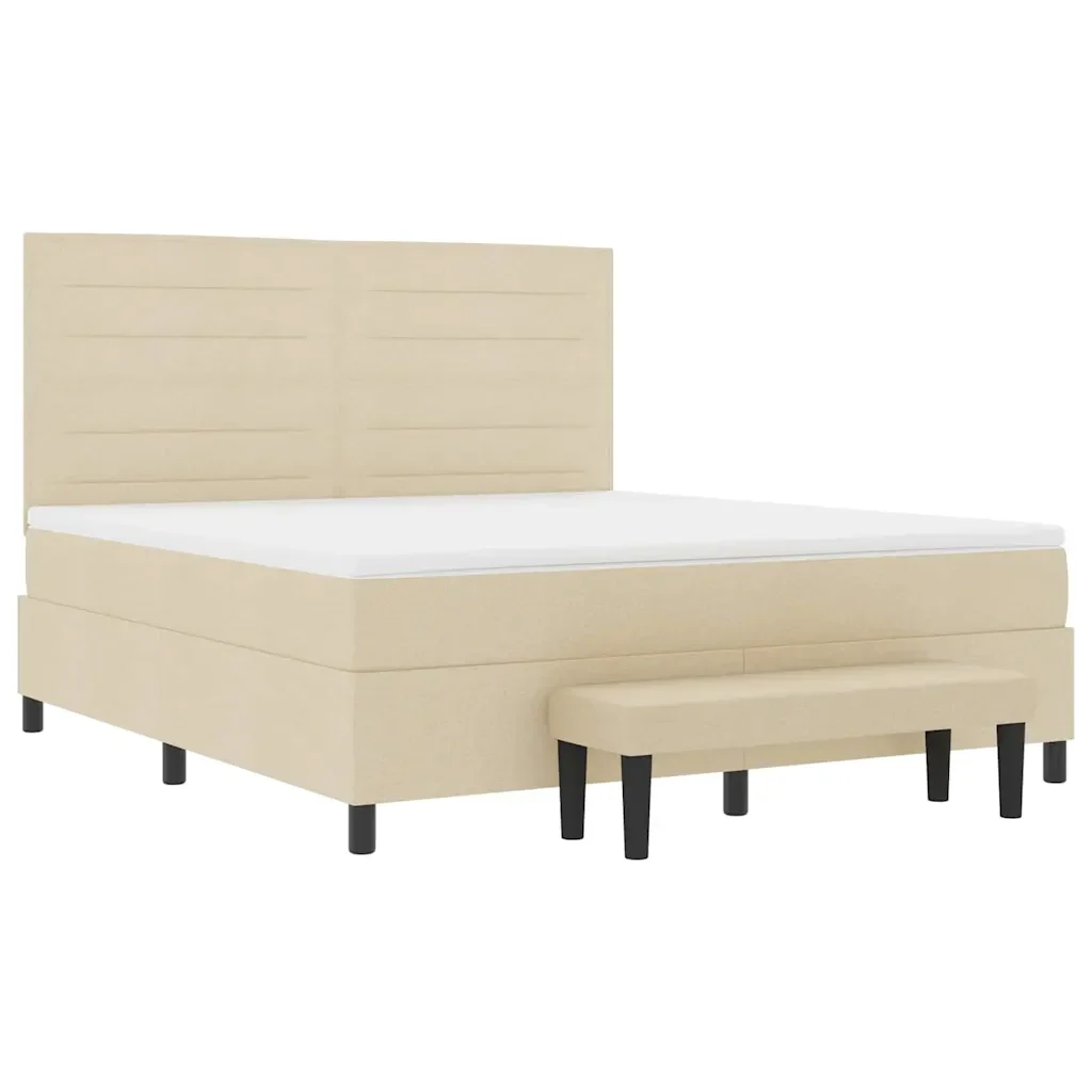 Letto a molle con cuscino Crema 180 x 200 cm Tessuto 3344014 - Image 7