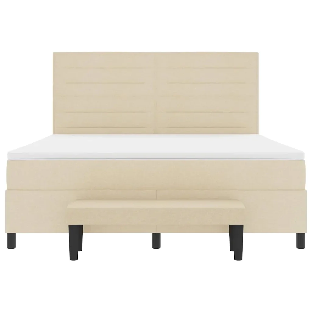 Letto a molle con cuscino Crema 180 x 200 cm Tessuto 3344014 - Image 8
