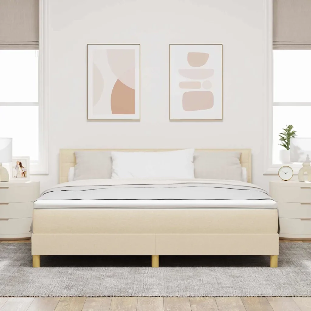 Letto a Sorgente LED con strisce LED Crema 180 x 200 cm Tessuto 3342385 - Image 4