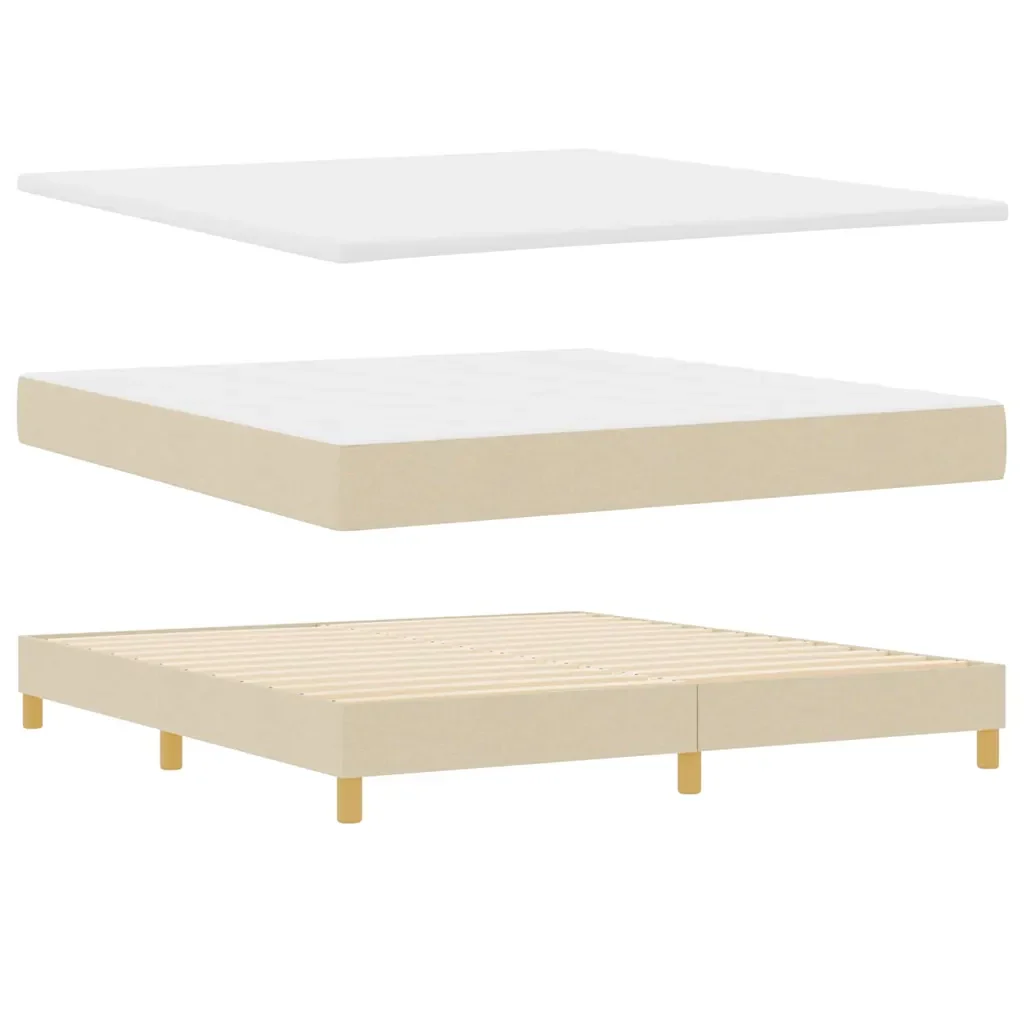 Letto a Sorgente LED con strisce LED Crema 180 x 200 cm Tessuto 3342385 - Image 6