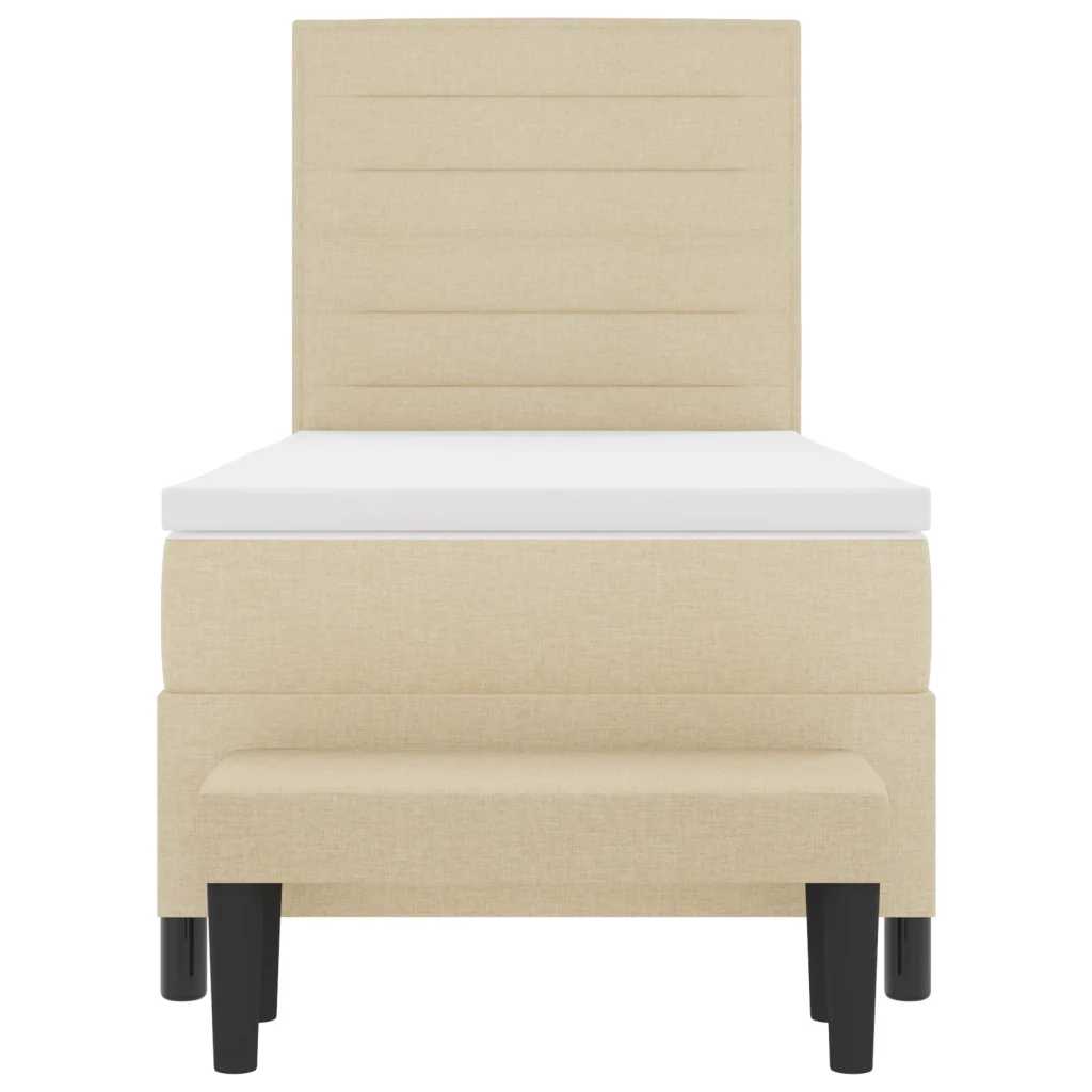 Letto con Box Spring con Materasso & Panchina Crema 90x200 cm Tessuto - Image 9