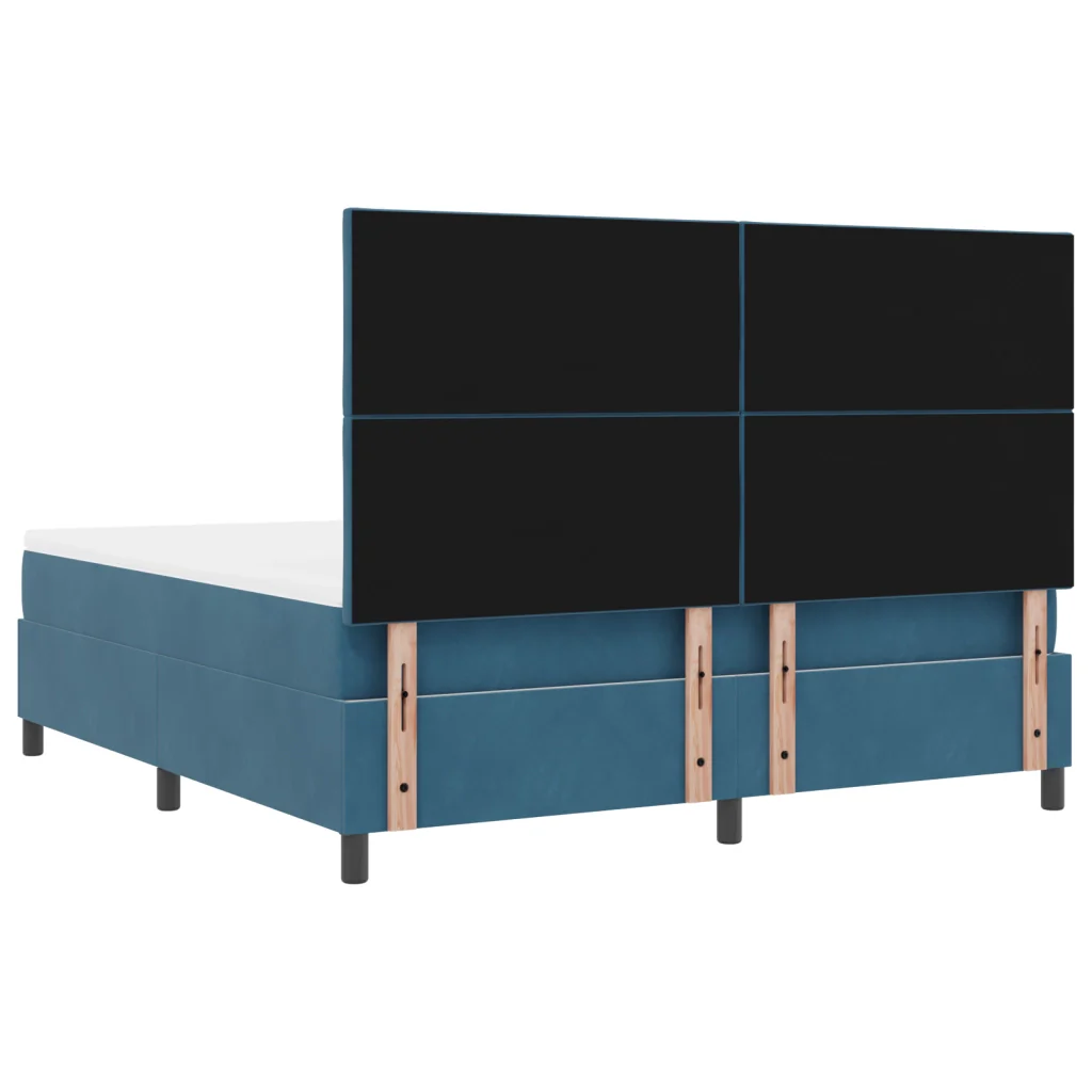 Letto con Box Spring e Materasso & LED Blu Scuro 180x200 cm Velluto - Image 10