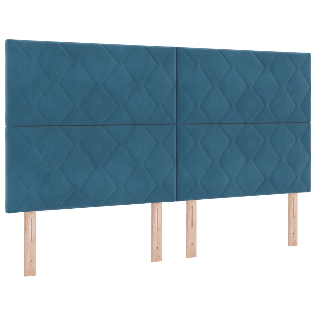 Letto con Box Spring e Materasso & LED Blu Scuro 180x200 cm Velluto - Image 6