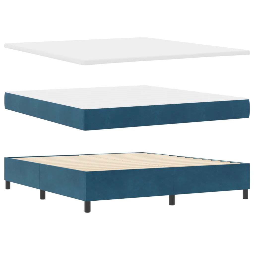 Letto con Box Spring e Materasso & LED Blu Scuro 180x200 cm Velluto - Image 7