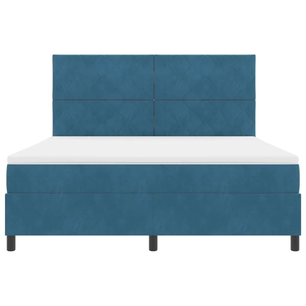 Letto con Box Spring e Materasso & LED Blu Scuro 180x200 cm Velluto - Image 8