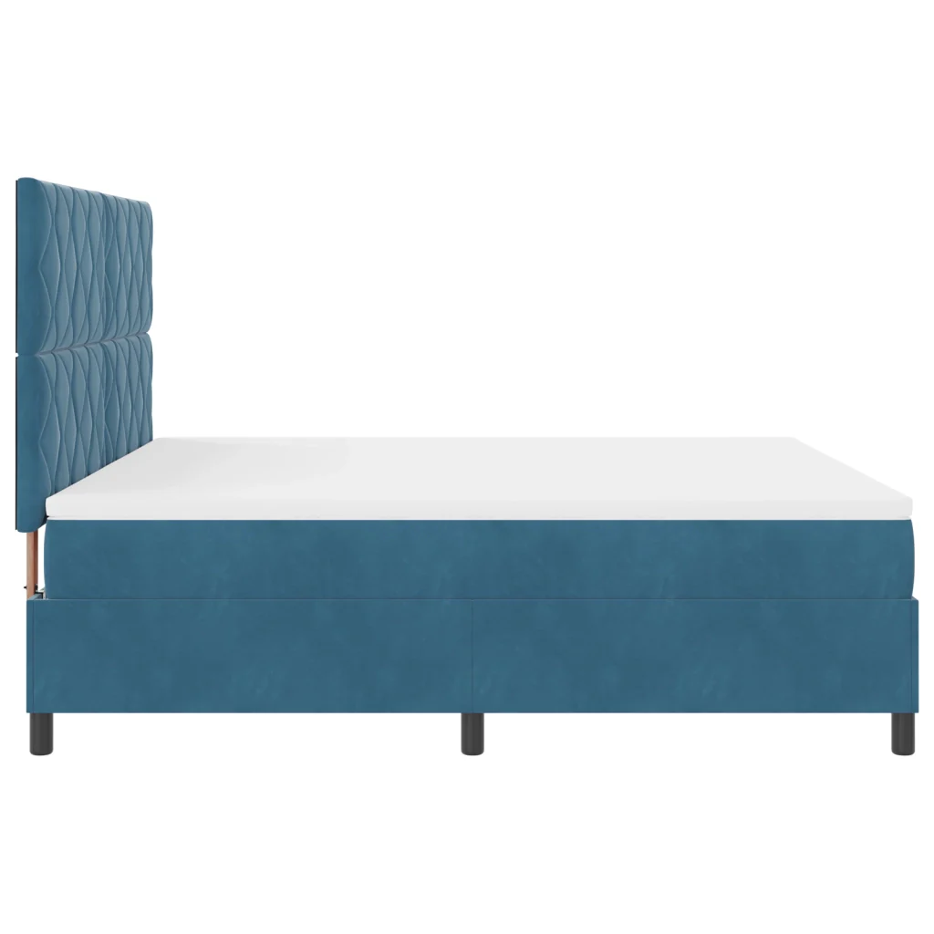 Letto con Box Spring e Materasso & LED Blu Scuro 180x200 cm Velluto - Image 9