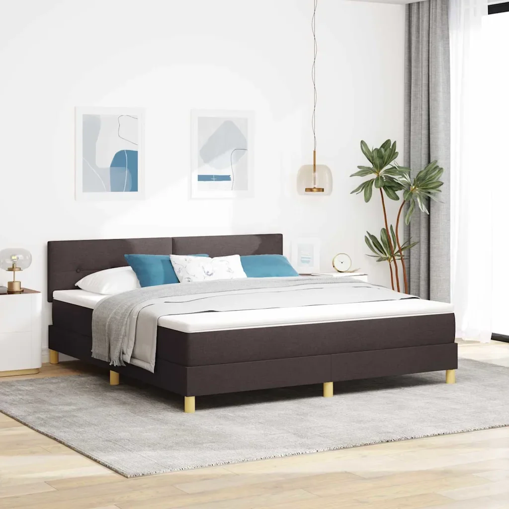 Letto a molle con cuscino Marrone Scuro 180 x 200 cm Tessuto 3338940