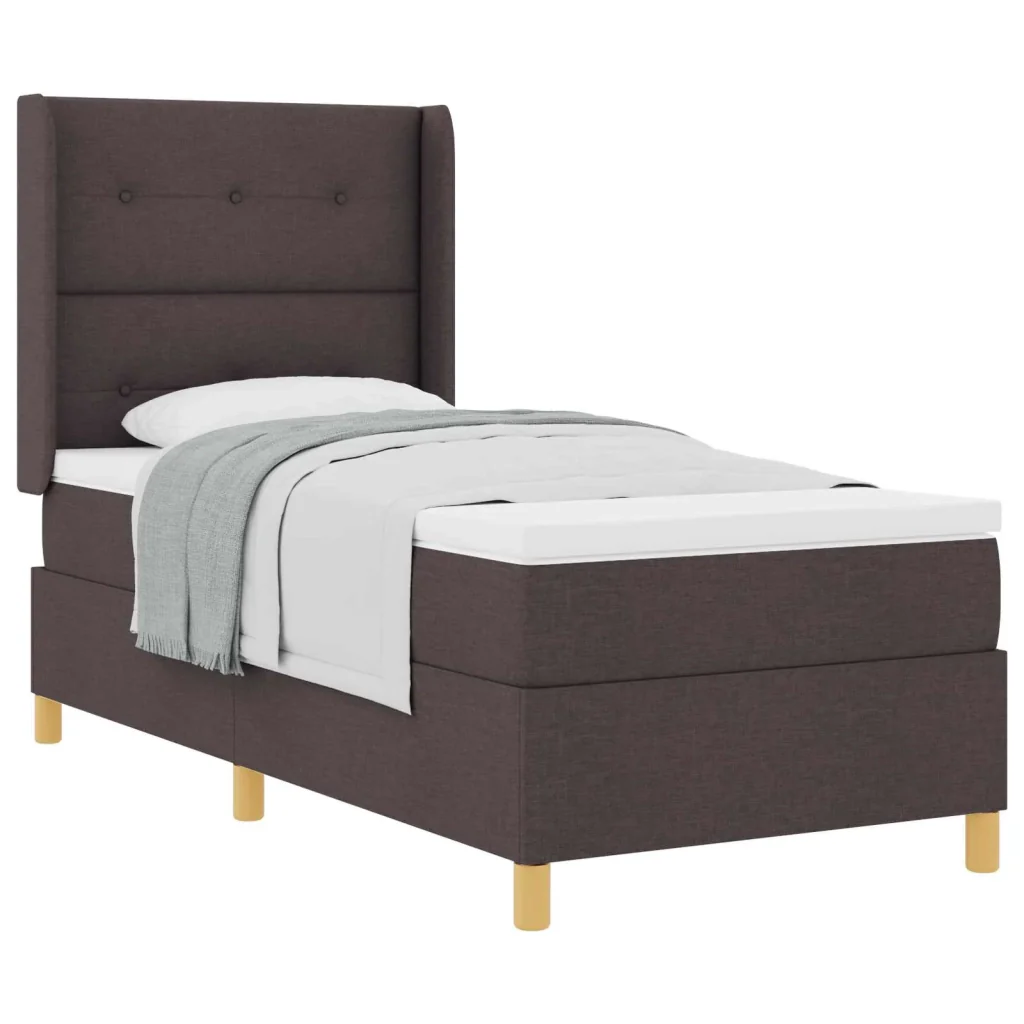Letto a molle con testiera Marrone Scuro 90 x 200 cm Tessuto 3341815 - Image 2