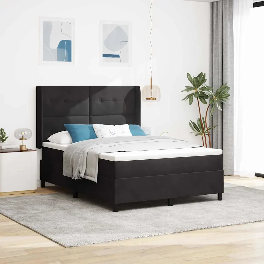 Letto a molle con testiera Nero 160 x 200 cm Velluto 3342016