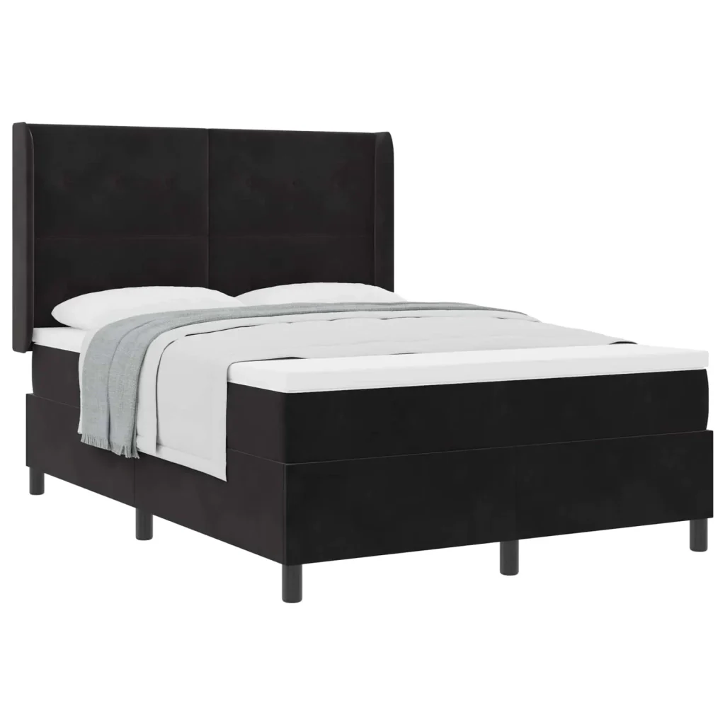 Letto a molle con testiera Nero 160 x 200 cm Velluto 3342016 - Image 2