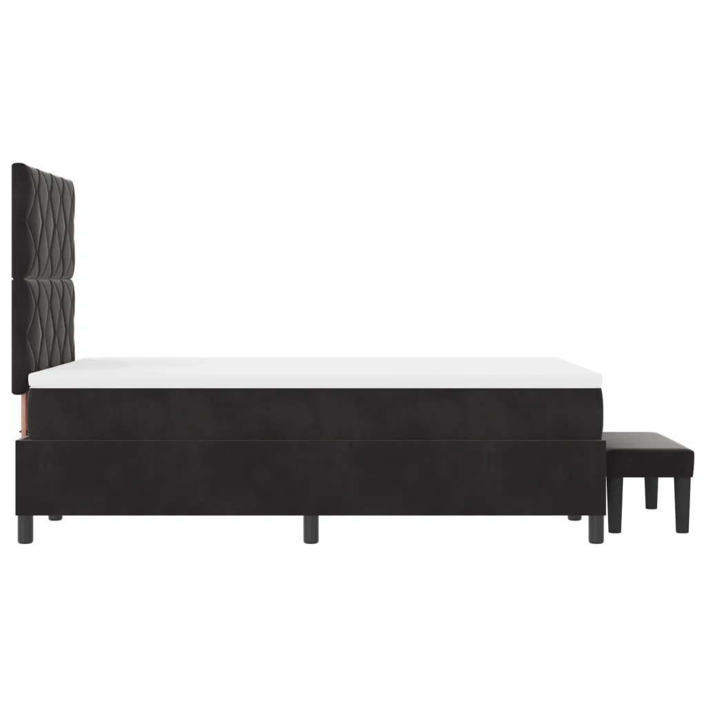 Letto con box spring e materasso + panchina nera 120x200 cm in velluto - Image 10