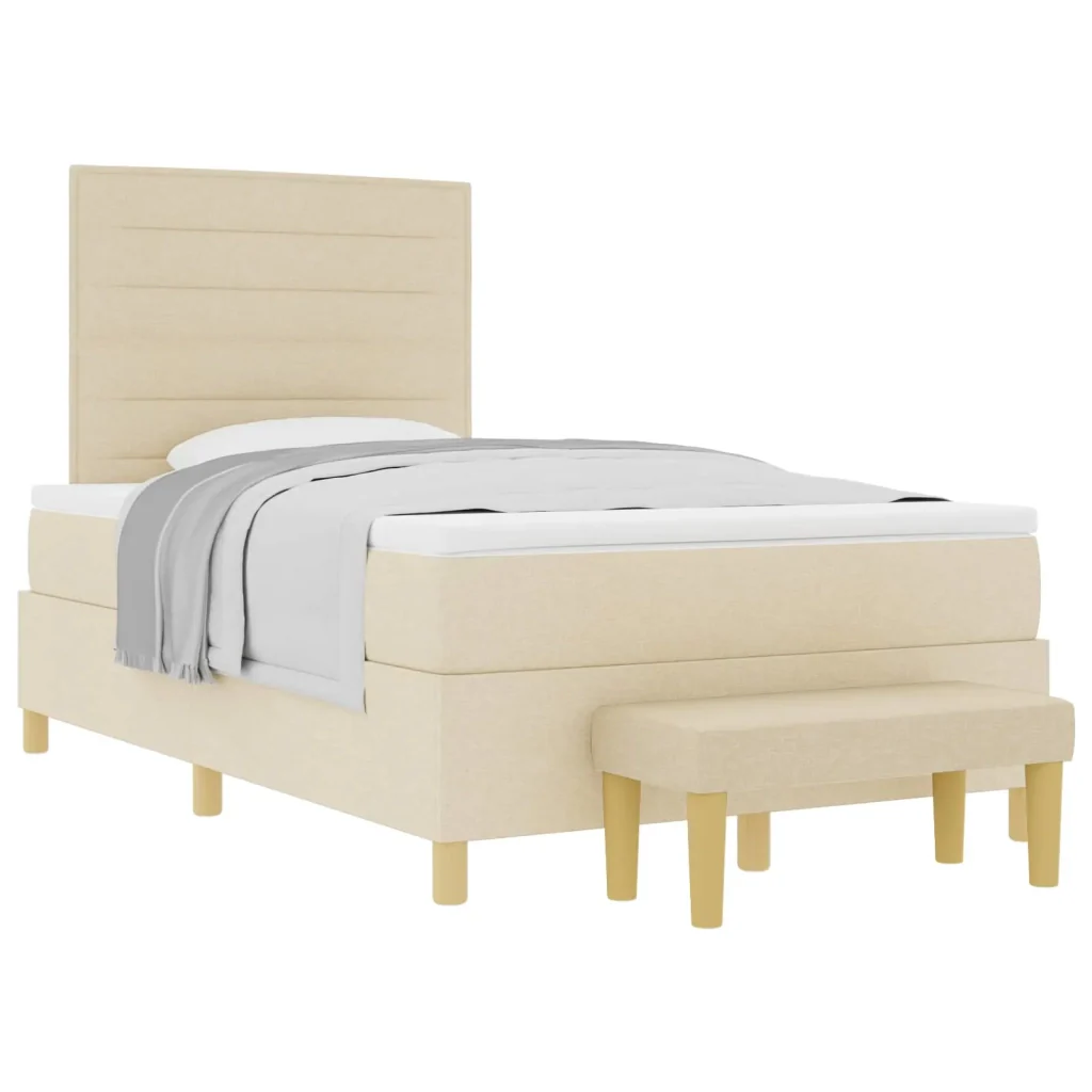 Letto a molle con cuscino Crema 190 x 120 cm Tessuto 3344210 - Image 2