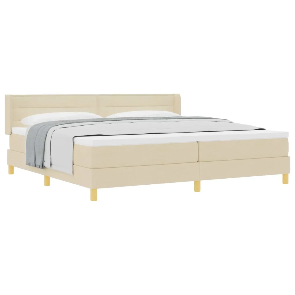 Letto a molle con materasso Crema 200 x 200 cm Tessuto 3341256 - Image 2