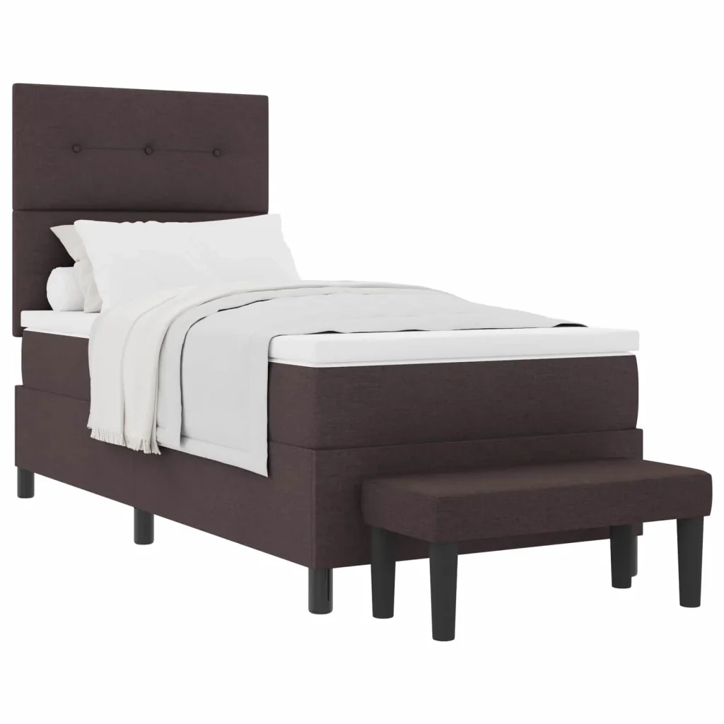 Letto a molle con testiera Marrone Scuro 90 x 190 cm Tessuto 3344033 - Image 2