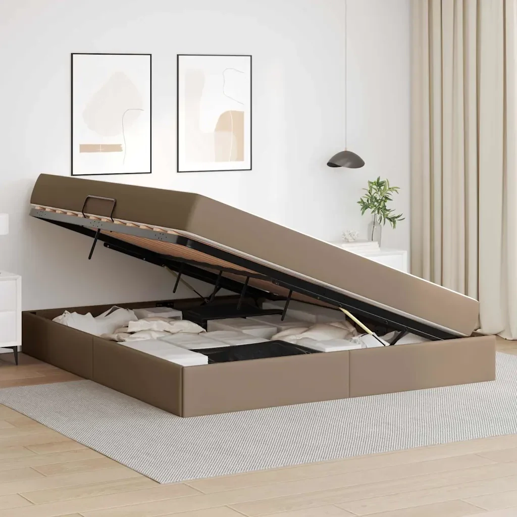 Letto con contenitore e materasso 2 pcs Cappuccino Pelle 3399619 - Image 4