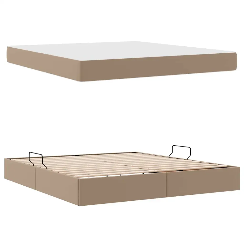Letto con contenitore e materasso 2 pcs Cappuccino Pelle 3399619 - Image 8