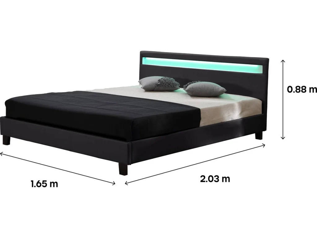 Letto con led "Maria" - 140 x 190 cm - Nero - Image 3