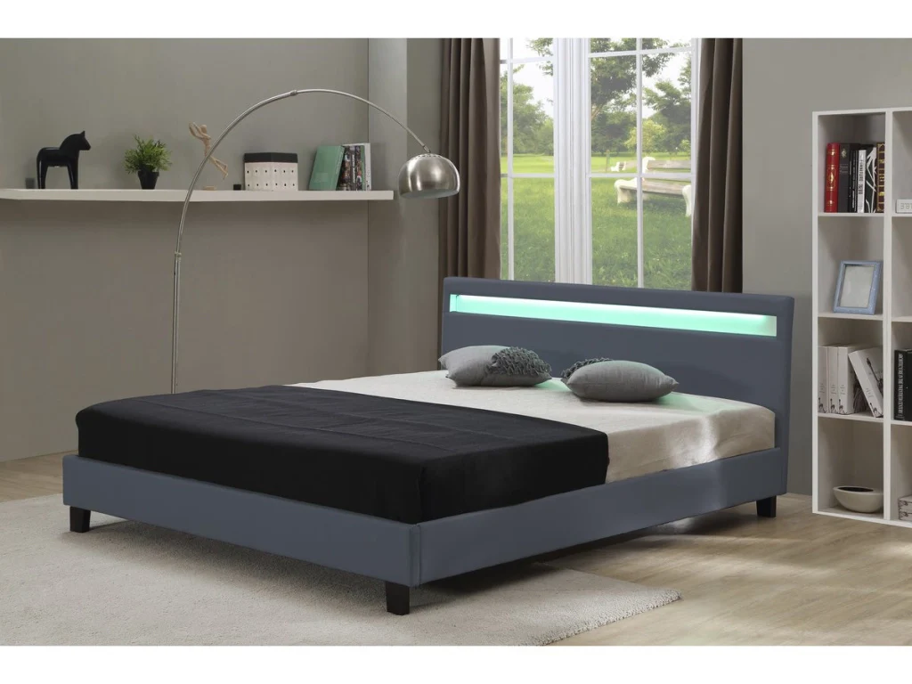 Letto con led "Maria" - 140 x 190 cm - Grigio - Image 2