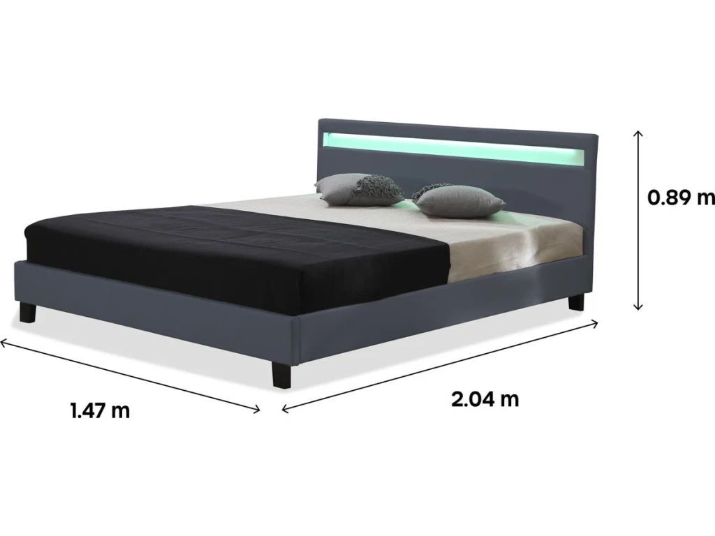 Letto con led "Maria" - 140 x 190 cm - Grigio - Image 3