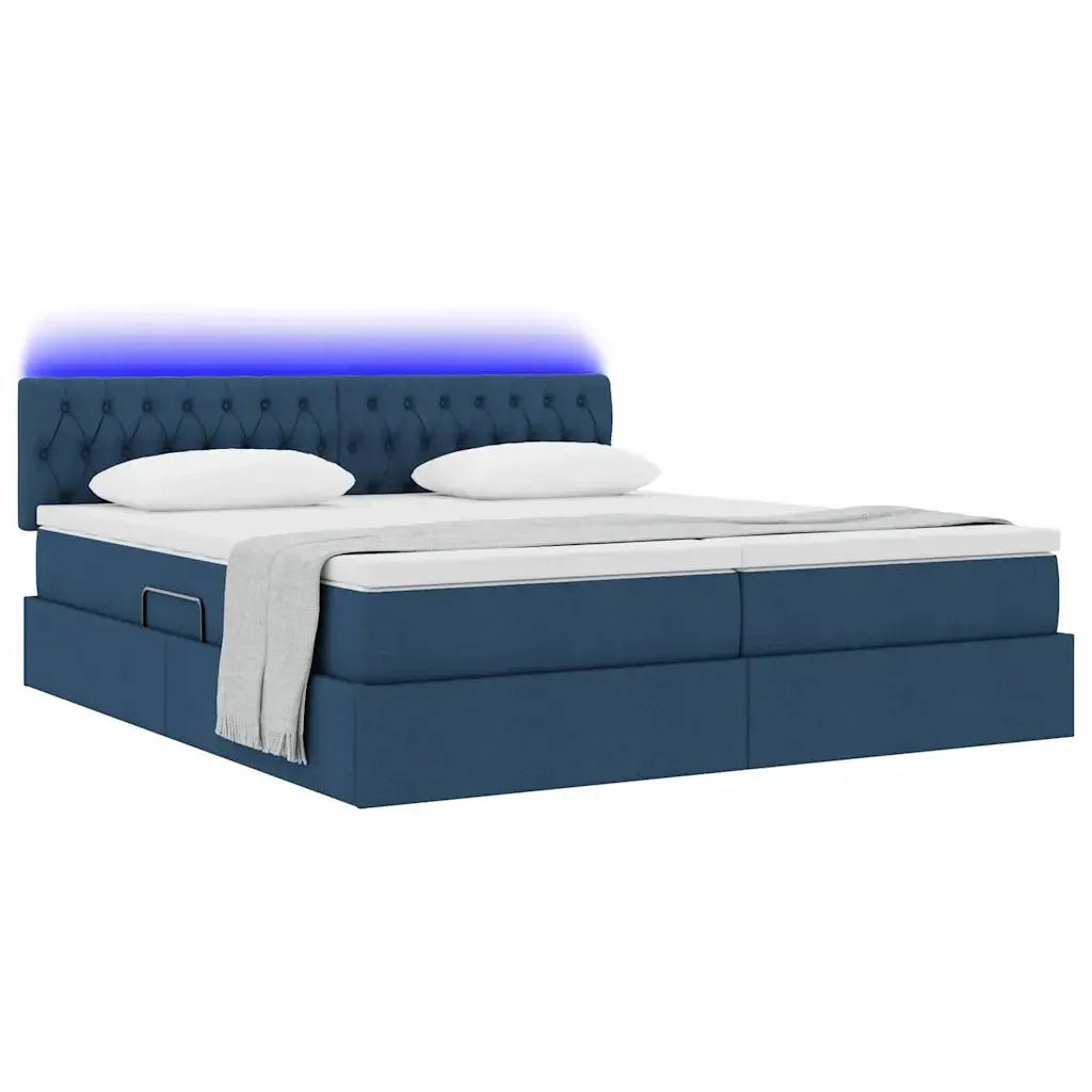 Letto con contenitore LED e materasso Blu 180 x 200 cm Tessuto - Image 3