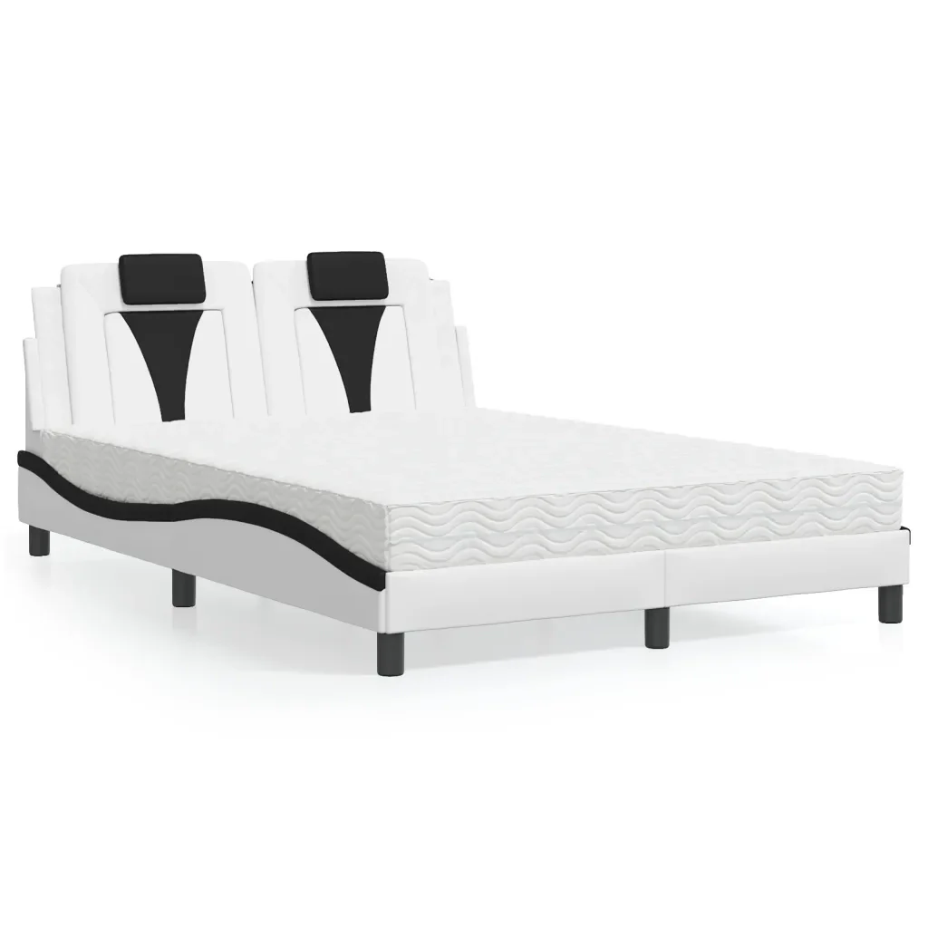 Letto Viana con Materasso Bianco e Nero 140x200 cm in Similpelle 3208802