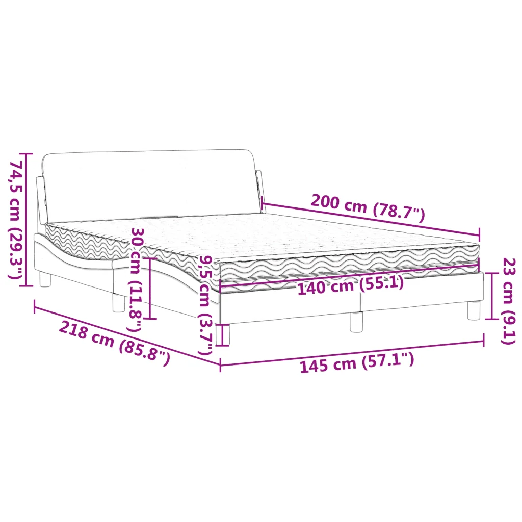 Letto con Materasso Dover Blu 140x200 cm in Tessuto 3208410 - Image 9