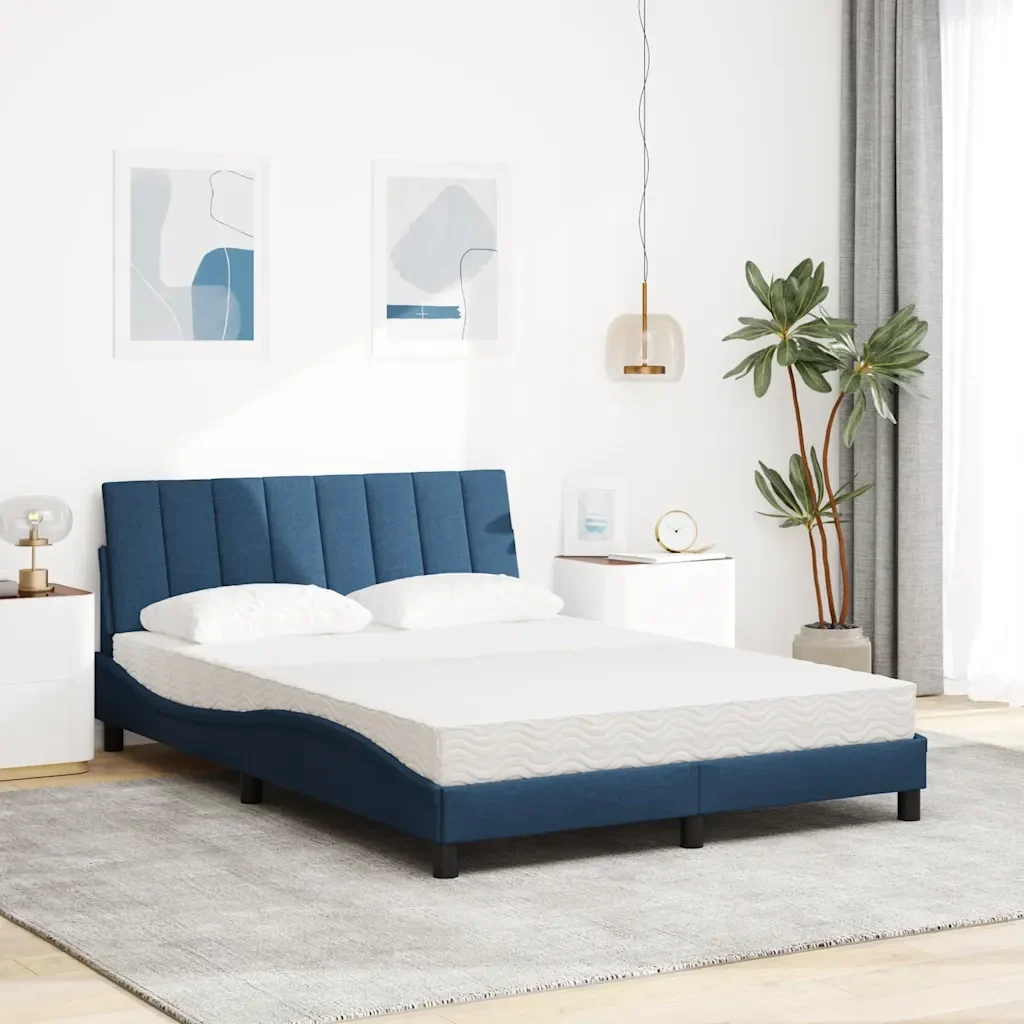 Letto con Materasso Hanko Blu 140x200 cm in Tessuto 3310537 - Image 3