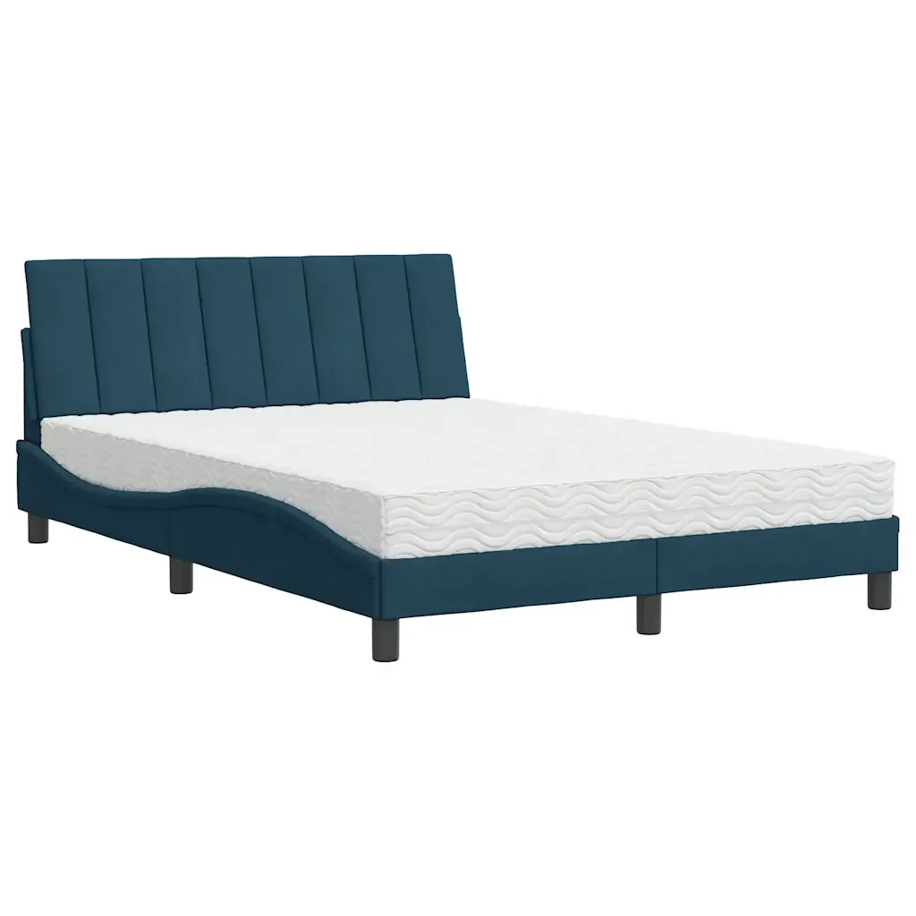 Letto con Materasso Hanko Blu 140x200 cm in Velluto 3208602 - Image 3