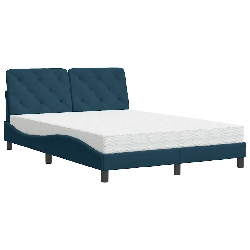 Letto con Materasso Blu 140x200 cm in Velluto 3208662 - Image 3