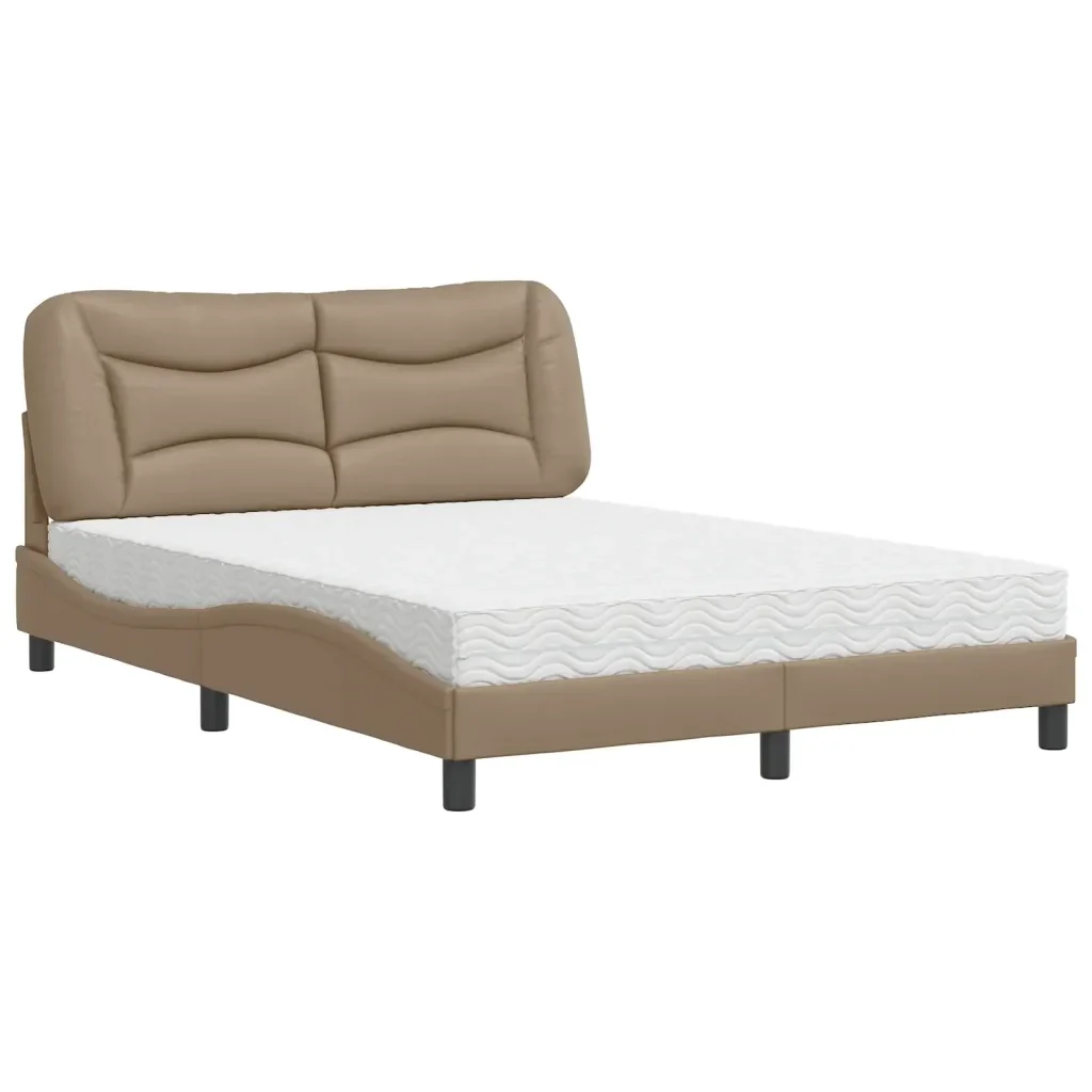Letto con Materasso Hvar Cappuccino 140x200cm Similpelle 3208728 - Image 2