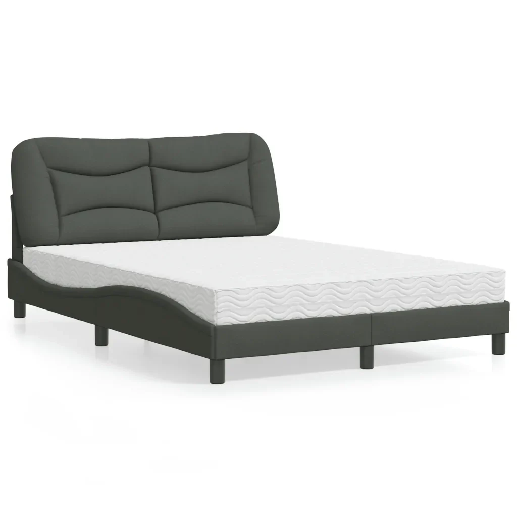Letto con Materasso Hvar Grigio Scuro 140x200cm Tessuto 3208535