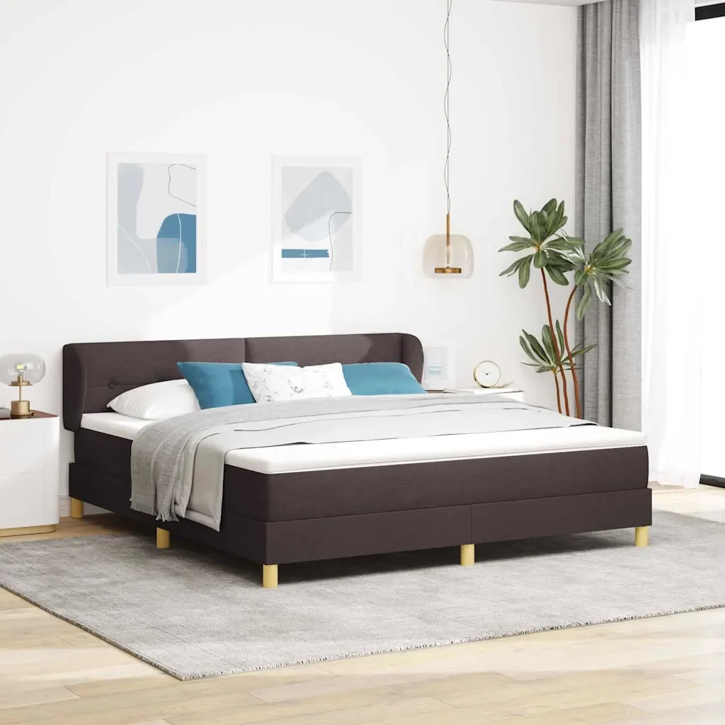 Letto a molle con testiera Marrone Scuro 180 x 200 cm Tessuto 3340230