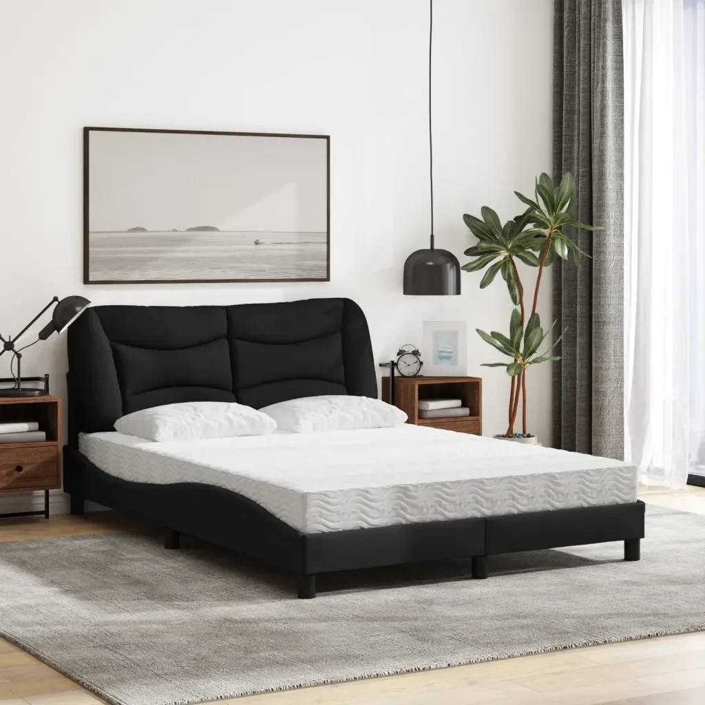 Letto con Materasso Hvar Nero 140x200 cm in Tessuto 3208536 - Image 3