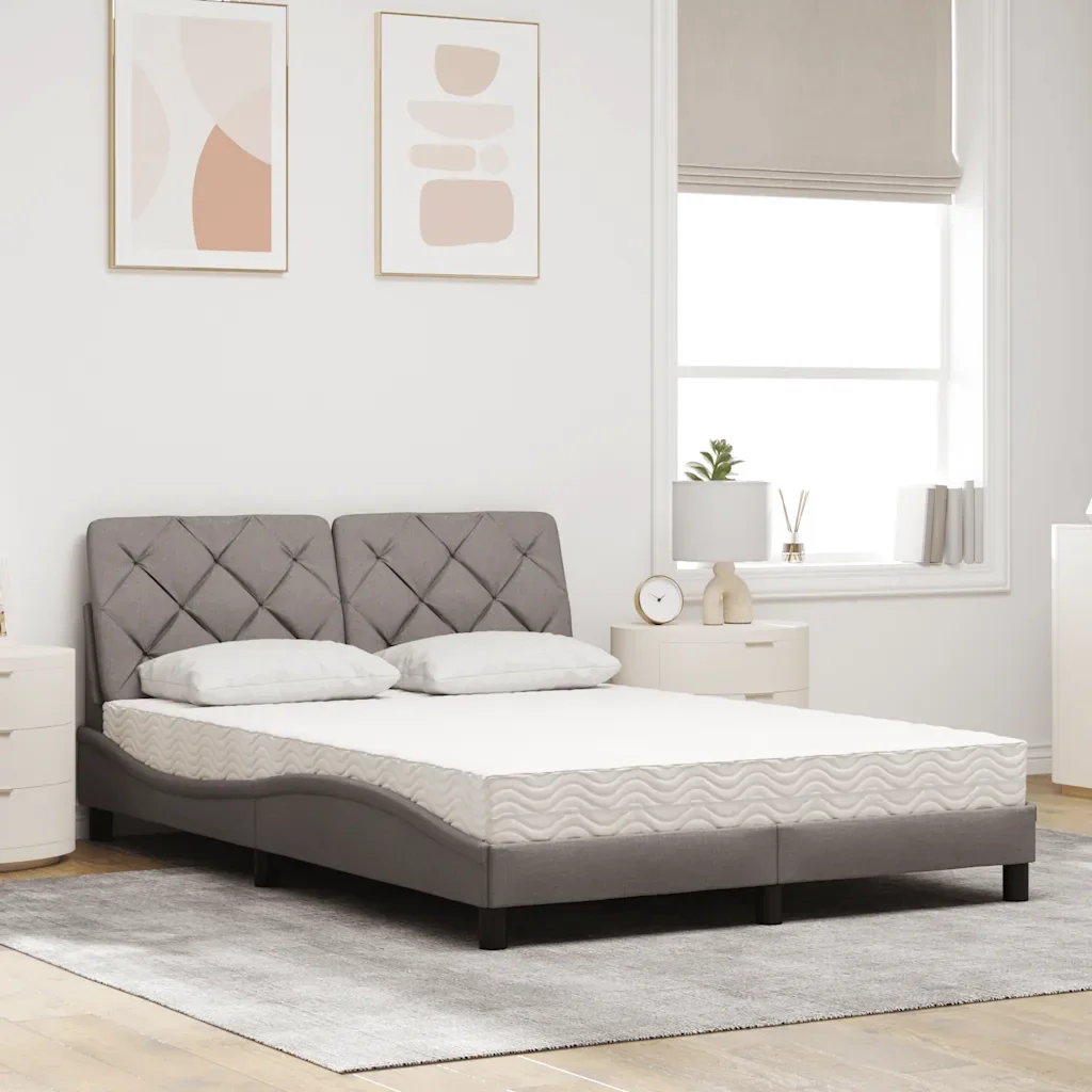 Letto con Materasso Tortora 140x200 cm in Tessuto 3310745 - Image 3