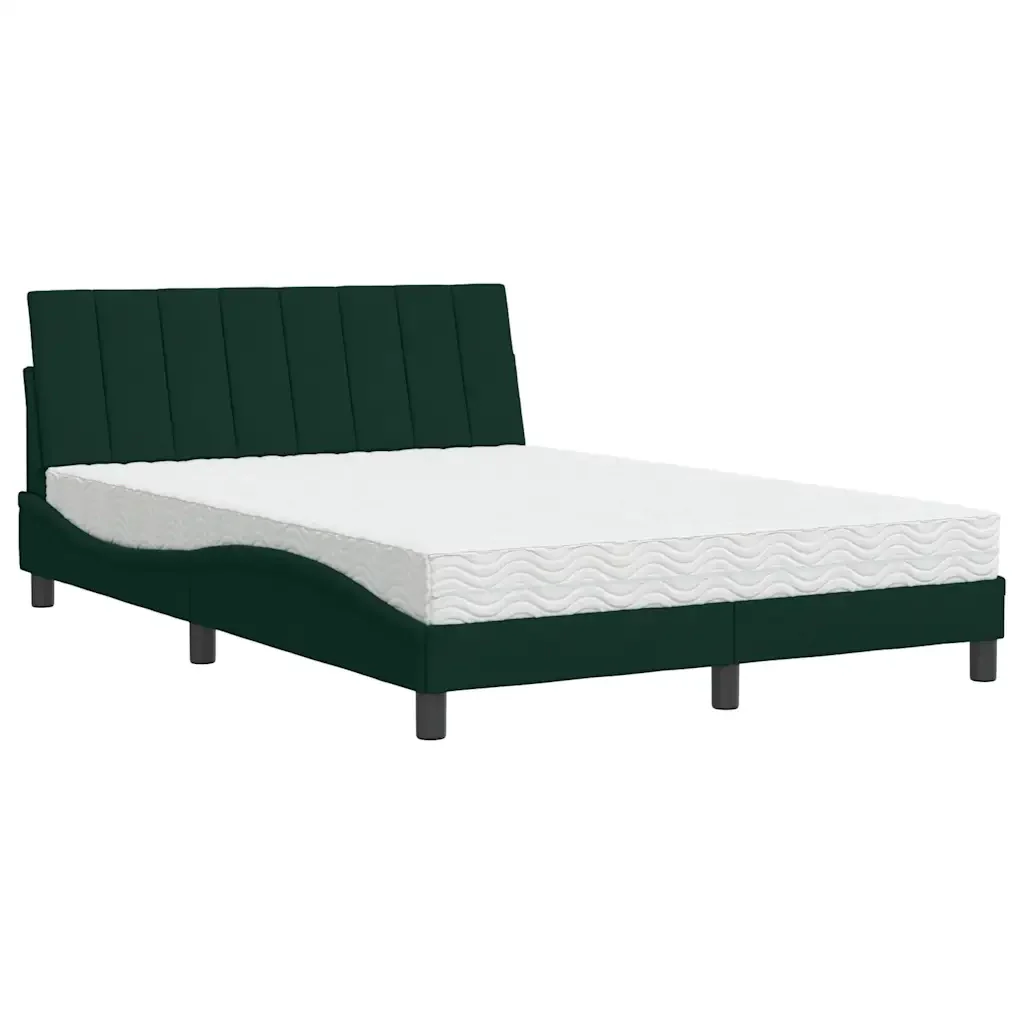 Letto con Materasso Hanko Verde Scuro 140x200 cm in Velluto 3208601 - Image 2