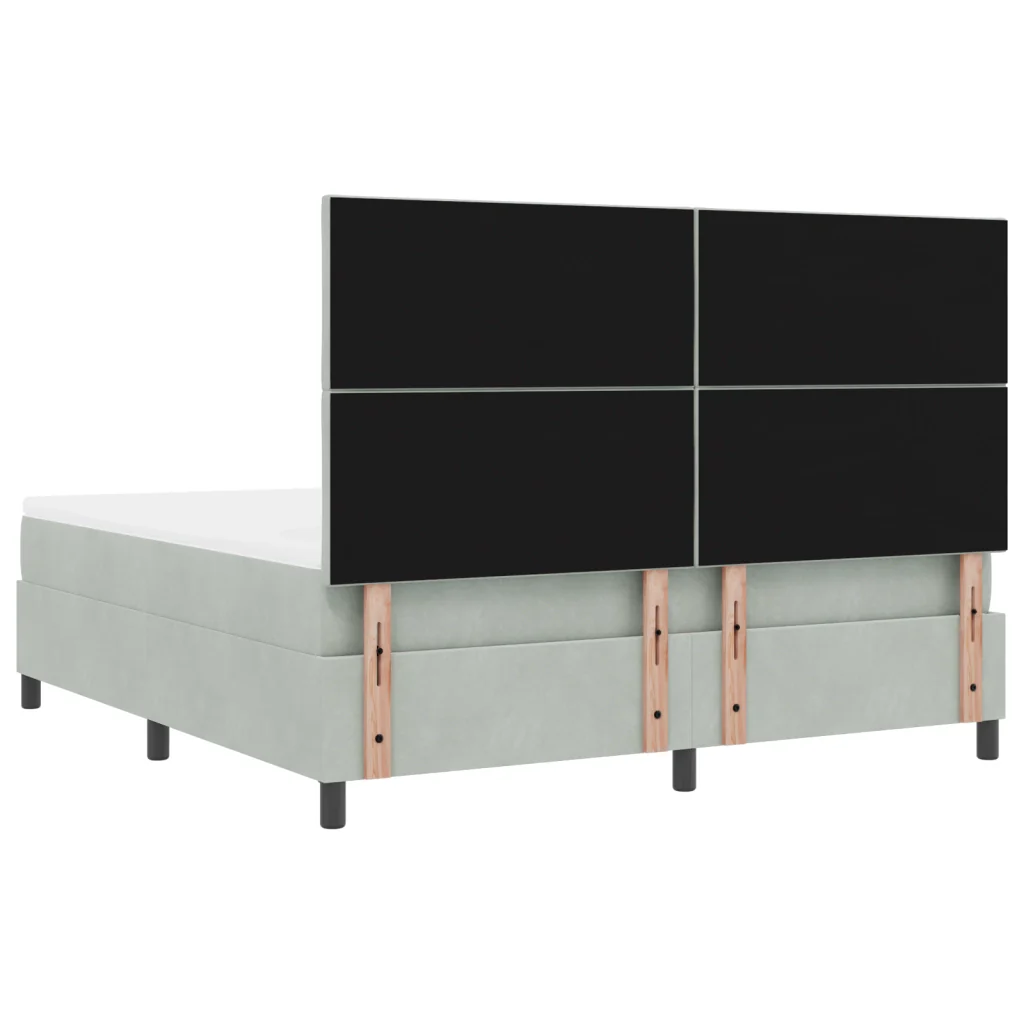 Letto con Rete a Molle e Materasso & Luce LED Grigio Chiaro 180x200 cm Velluto - Image 10