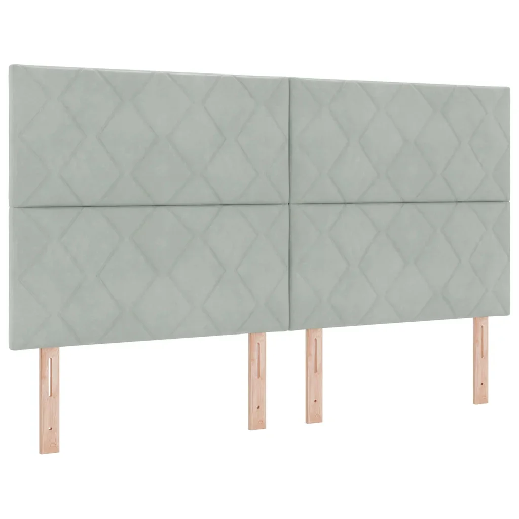 Letto a Sorgente LED Grigio chiaro 180 x 200 cm Velluto 3343394 - Image 2