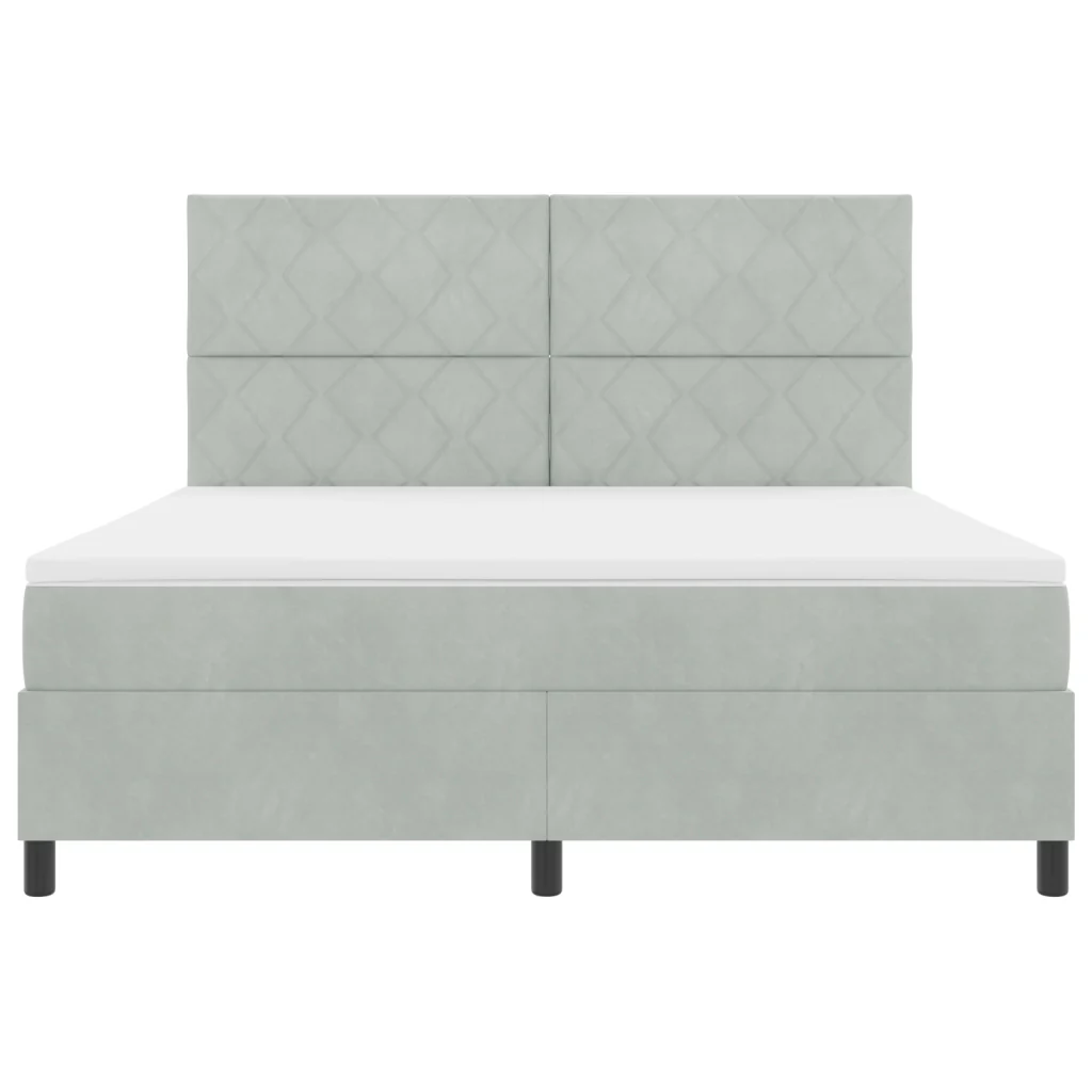 Letto con Rete a Molle e Materasso & Luce LED Grigio Chiaro 180x200 cm Velluto - Image 8