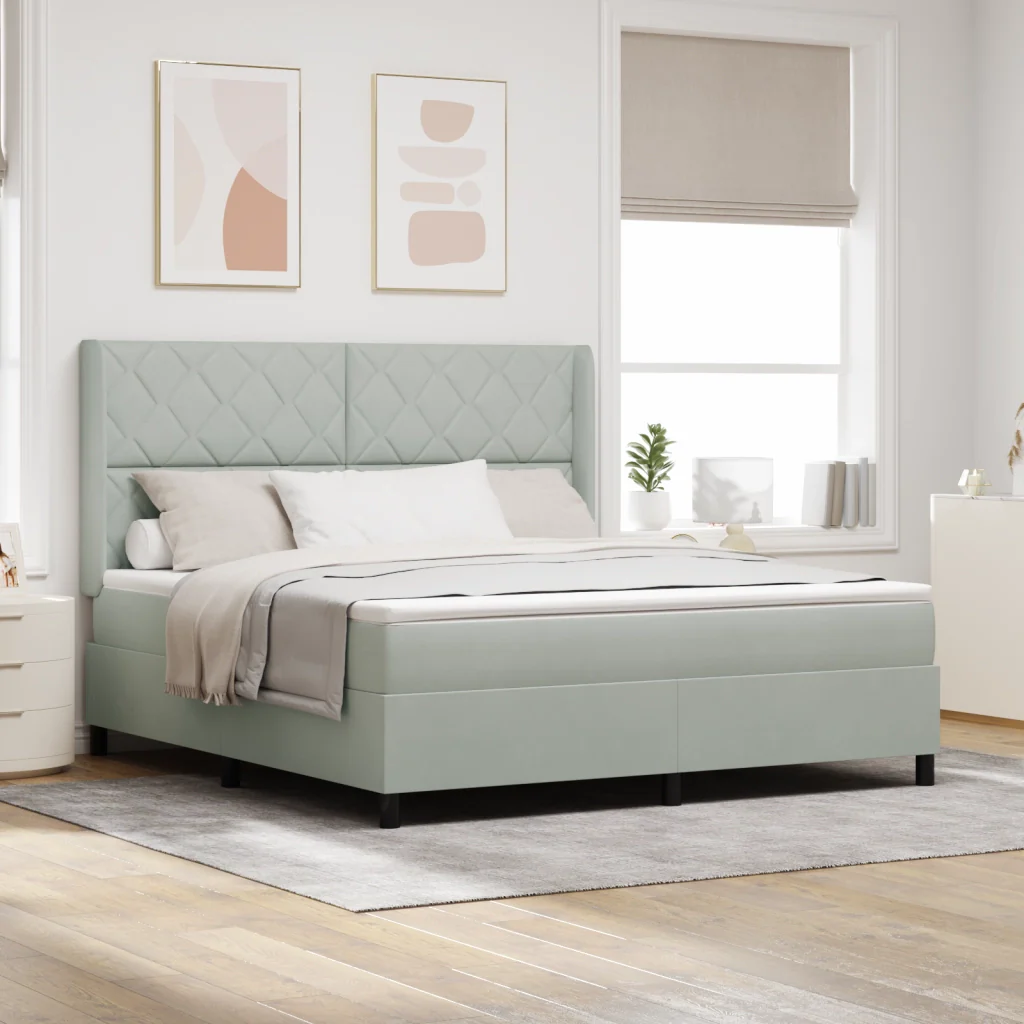 Letto con Rete a Molle Grigio Chiaro 180x200 cm Velluto