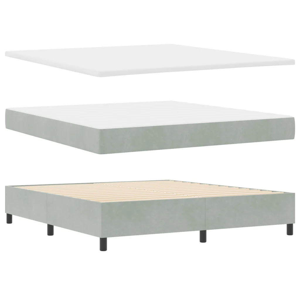 Letto con Rete a Molle Grigio Chiaro 180x200 cm Velluto - Image 6