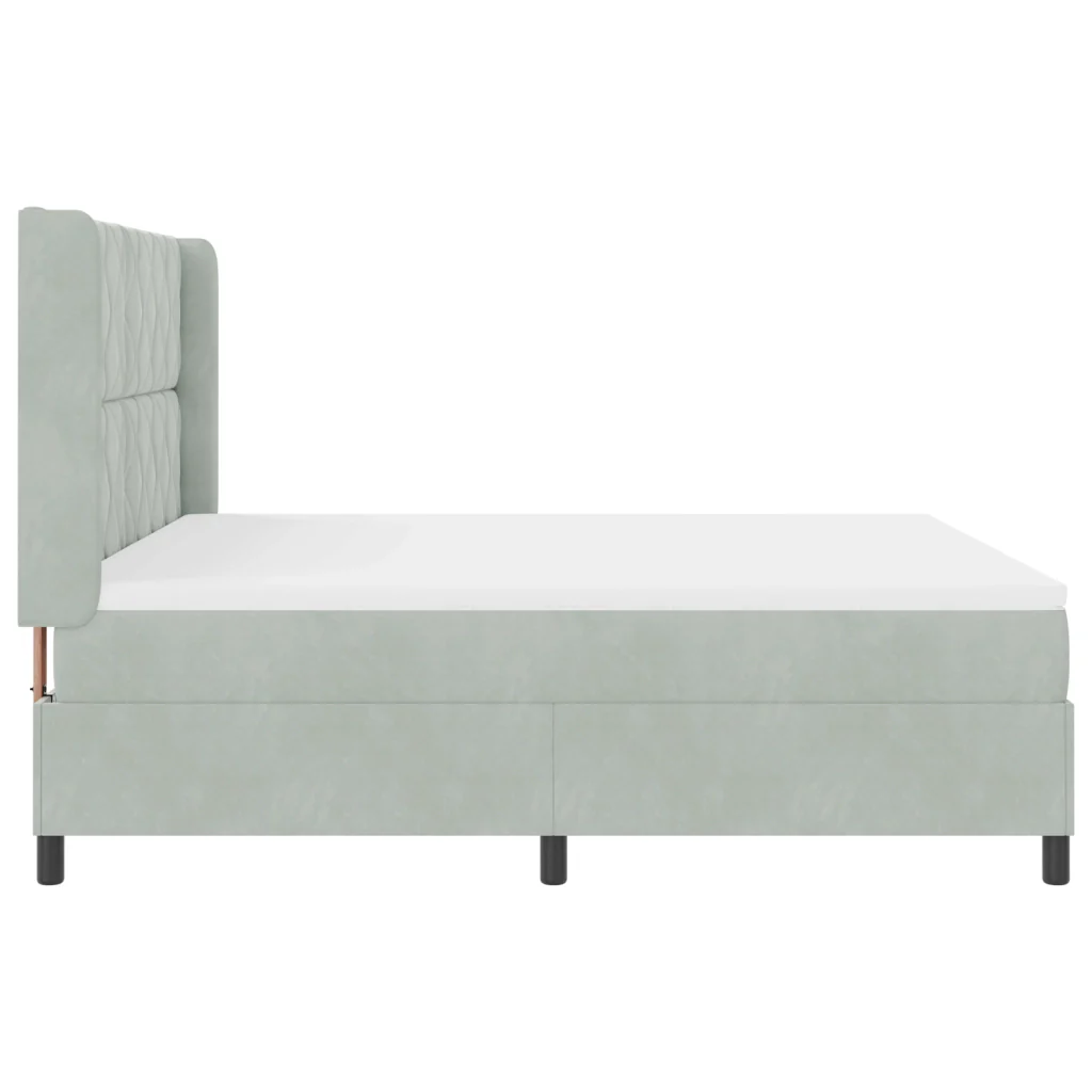 Letto con Rete a Molle Grigio Chiaro 180x200 cm Velluto - Image 9