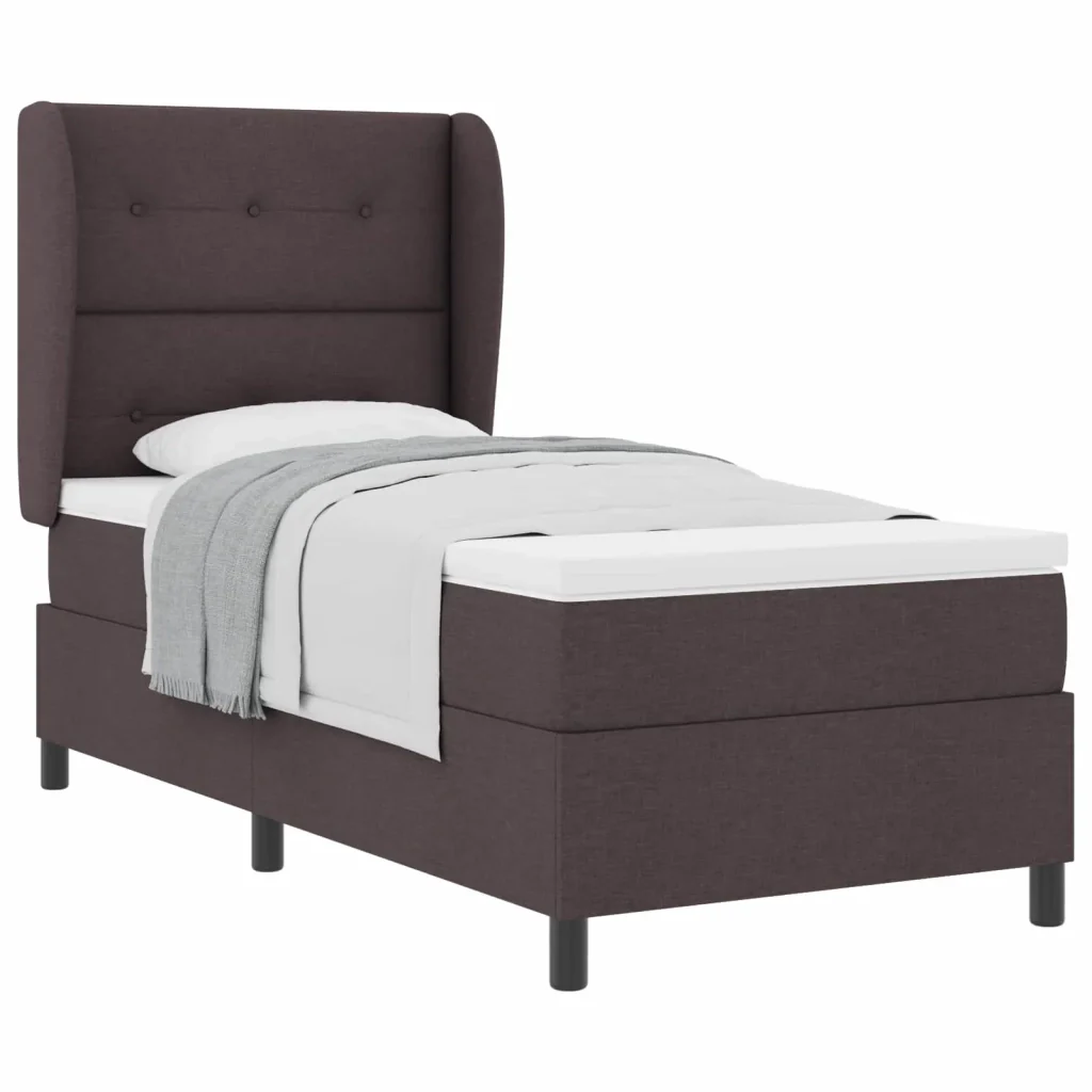 Letto a molle con testiera Marrone scuro 90 x 200 cm Tessuto 3340546 - Image 2
